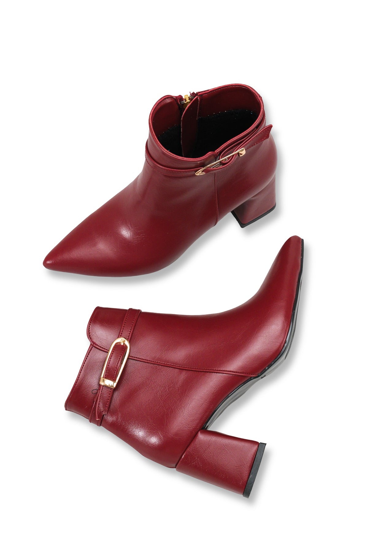 Riccon Nashira Mina Kadın Sivri Burun Topuklu Bot 0012610 Bordo Cilt