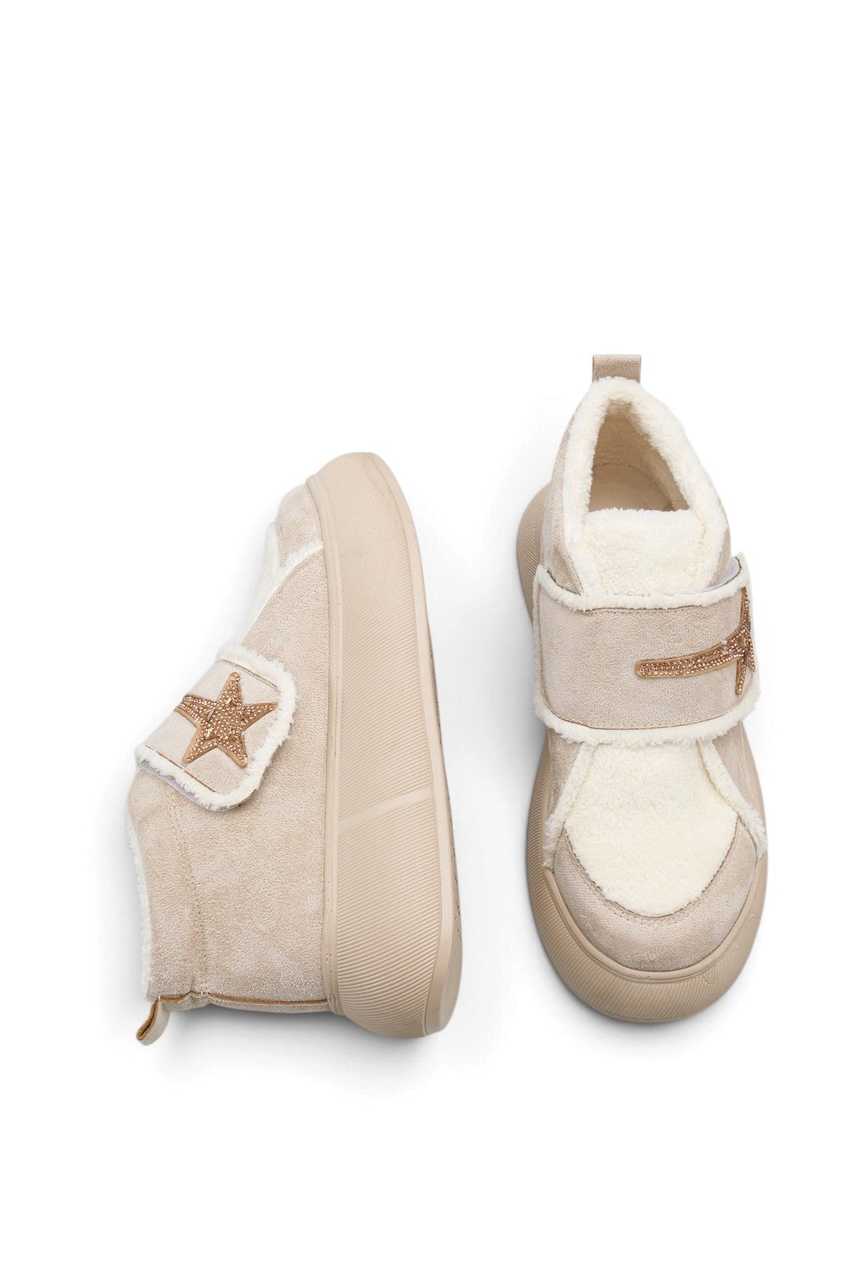 Riccon Nova Gioia Kadın Sneaker Bot 0012945 Bej Bej Kürklü