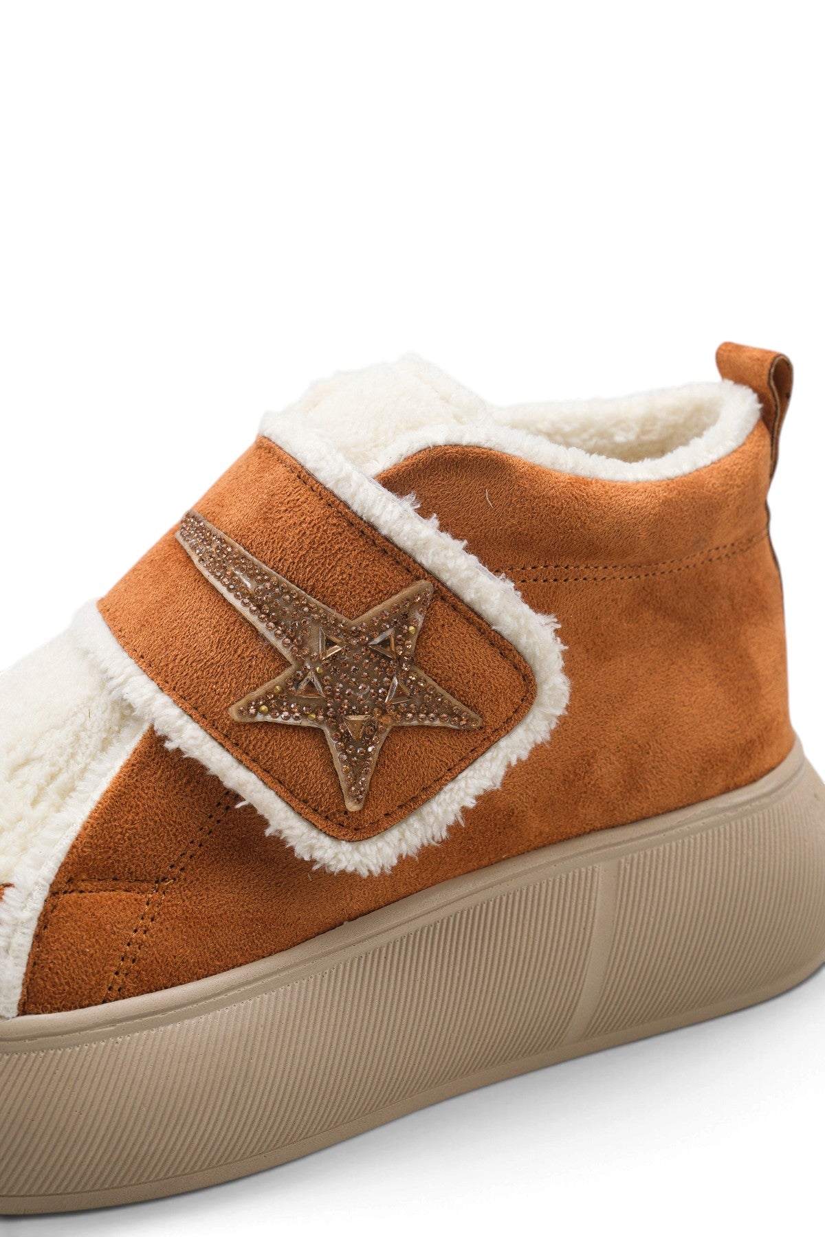 Riccon Nova Gioia Kadın Sneaker Bot 0012945 Taba Bej Kürklü