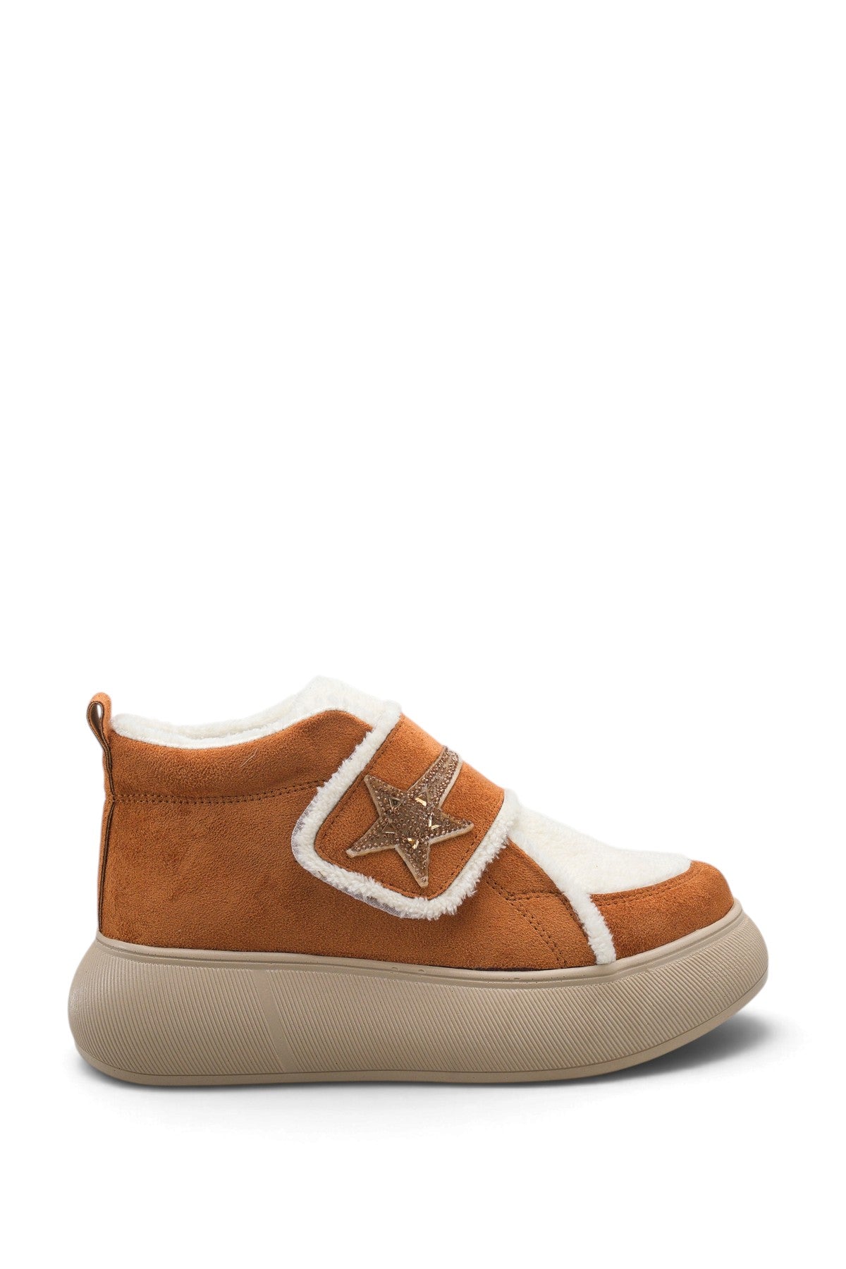 Riccon Nova Gioia Kadın Sneaker Bot 0012945 Taba Bej Kürklü