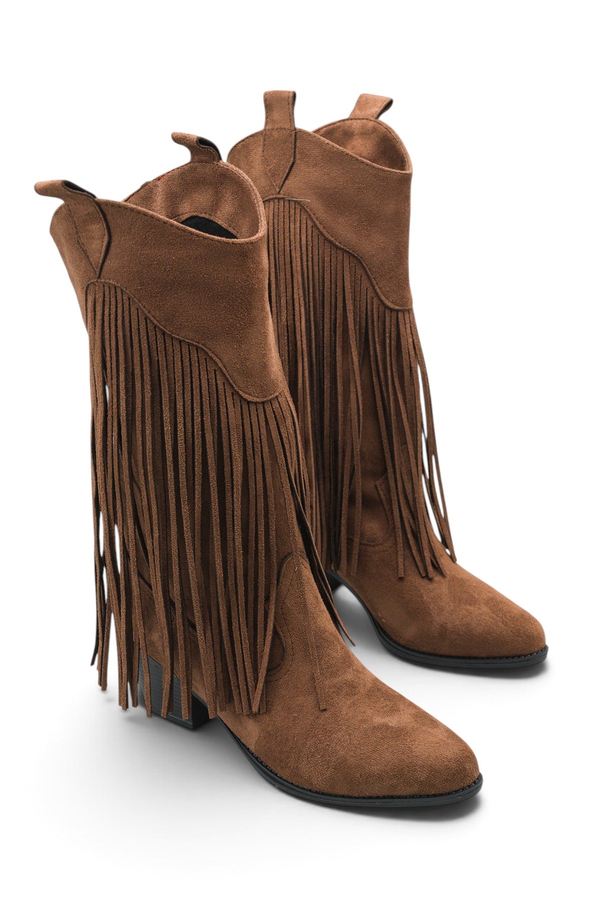 Riccon Phoebe Diva Kadın Püsküllü Western Çizme 0012897 Kahverengi Süet