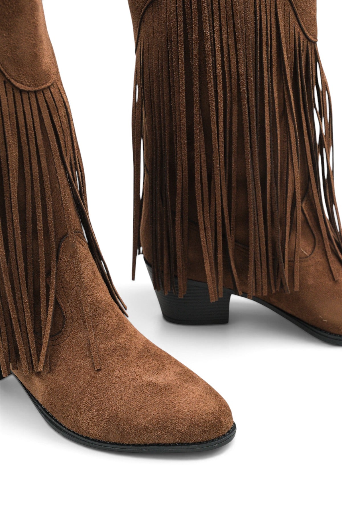Riccon Phoebe Diva Kadın Püsküllü Western Çizme 0012897 Kahverengi Süet