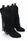 Riccon Phoebe Diva Kadın Püsküllü Western Çizme 0012897 Siyah Süet
