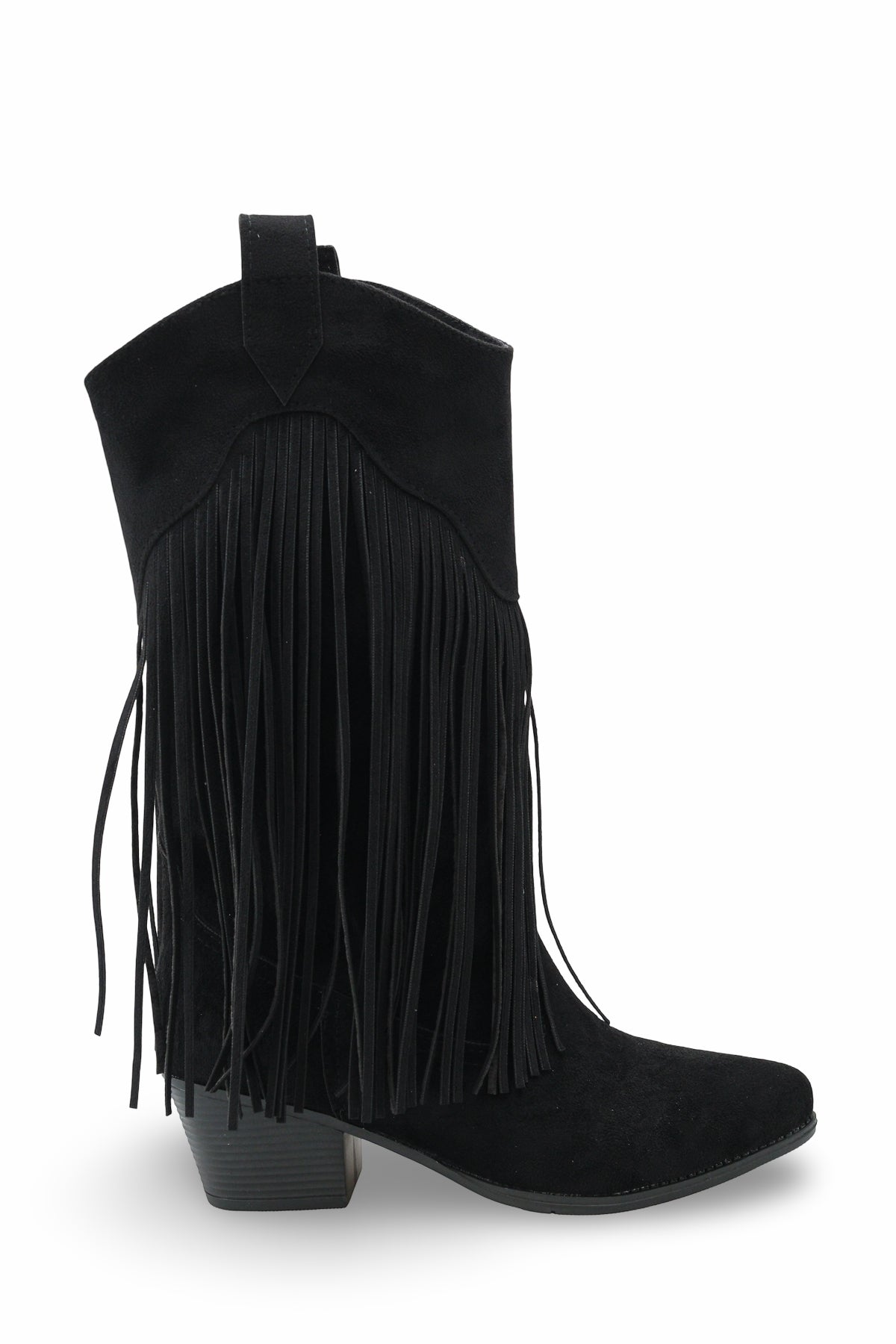 Riccon Phoebe Diva Kadın Püsküllü Western Çizme 0012897 Siyah Süet