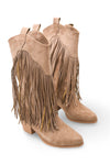 Riccon Phoebe Diva Kadın Püsküllü Western Çizme 0012897 Vizon Süet