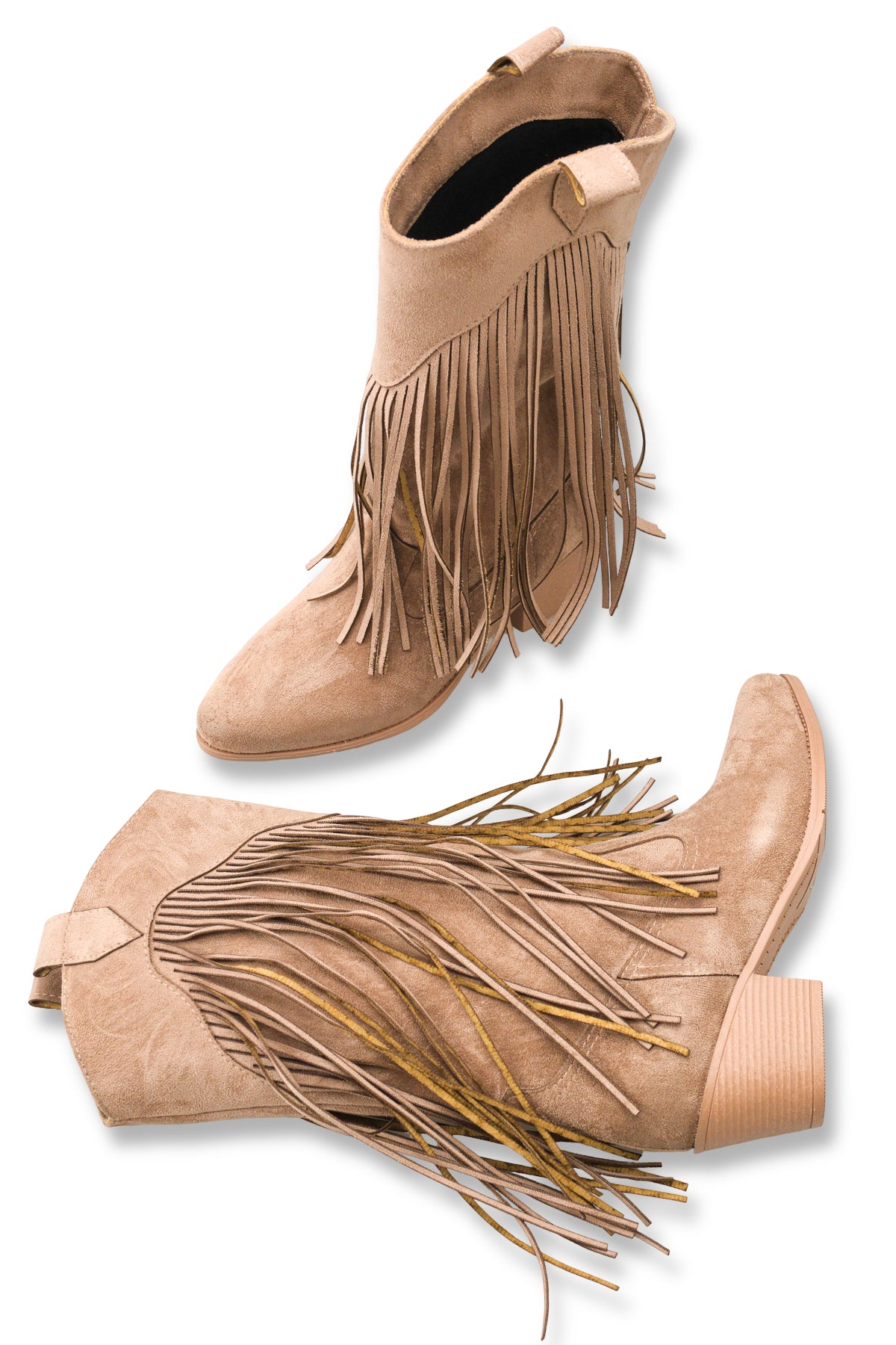 Riccon Phoebe Diva Kadın Püsküllü Western Çizme 0012897 Vizon Süet