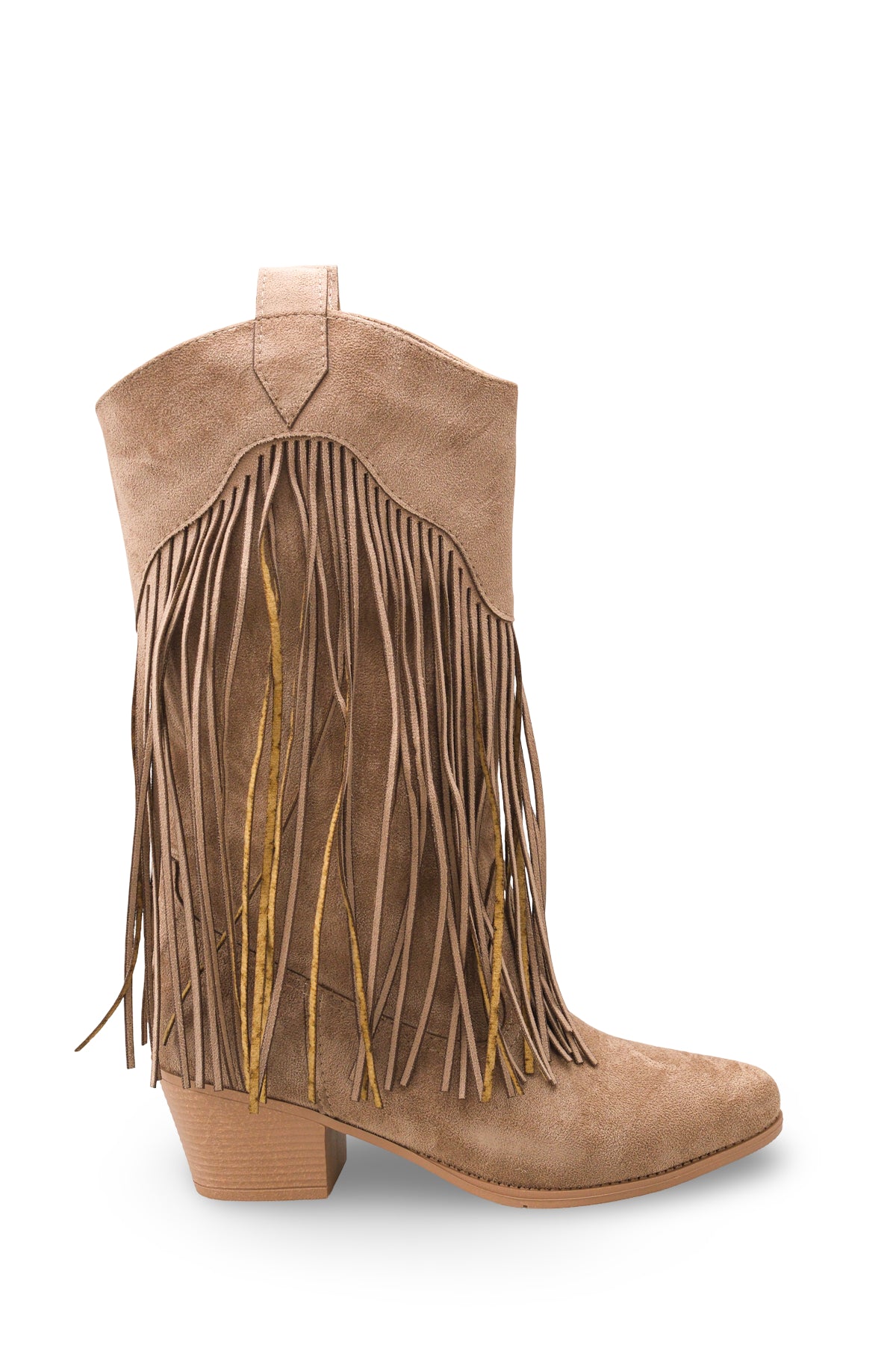 Riccon Phoebe Diva Kadın Püsküllü Western Çizme 0012897 Vizon Süet
