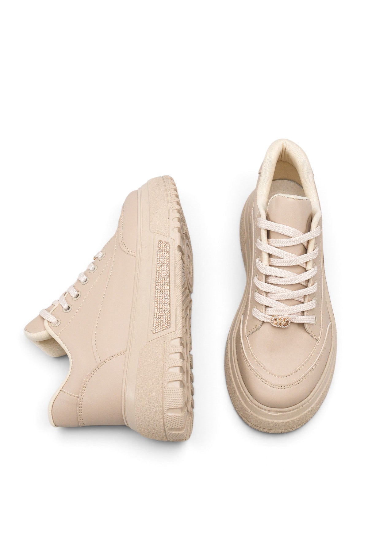 Riccon Phoebe Sola Kadın Sneaker 0012905 Bej Cilt