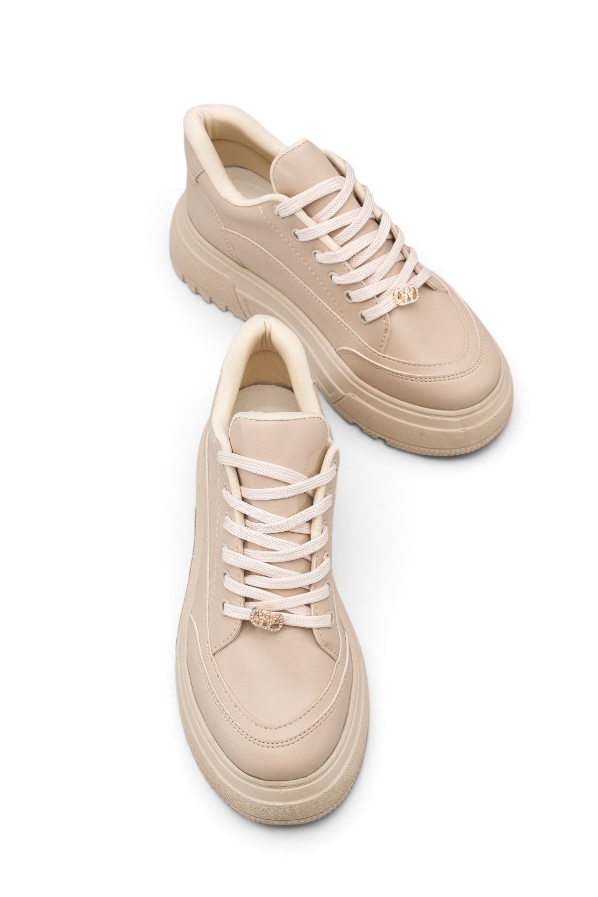 Riccon Phoebe Sola Kadın Sneaker 0012905 Bej Cilt