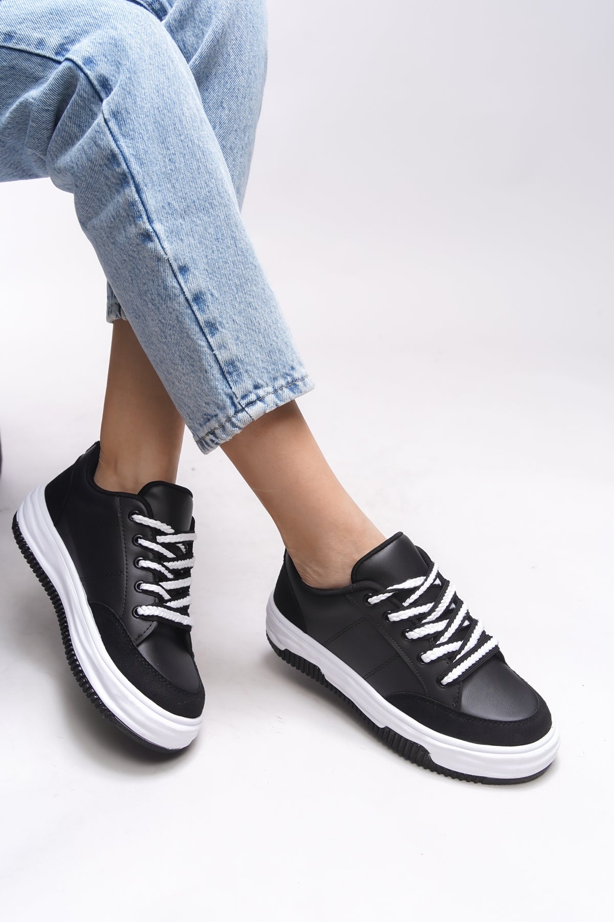 Riccon Rosesynora Kadın Sneaker 0012282 Siyah Beyaz - Riccon