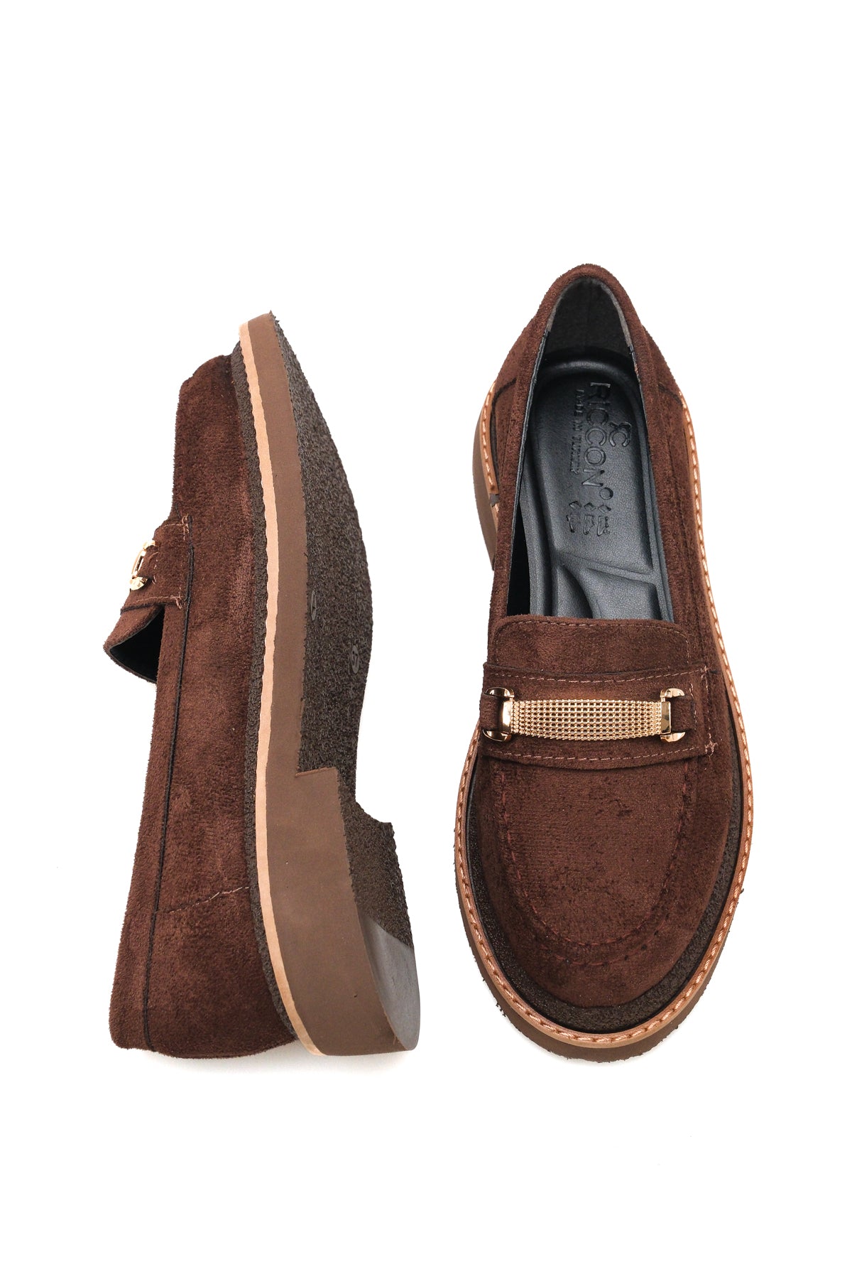 Riccon Selene Luce Kadın Loafer 00121501 Kahverengi Süet