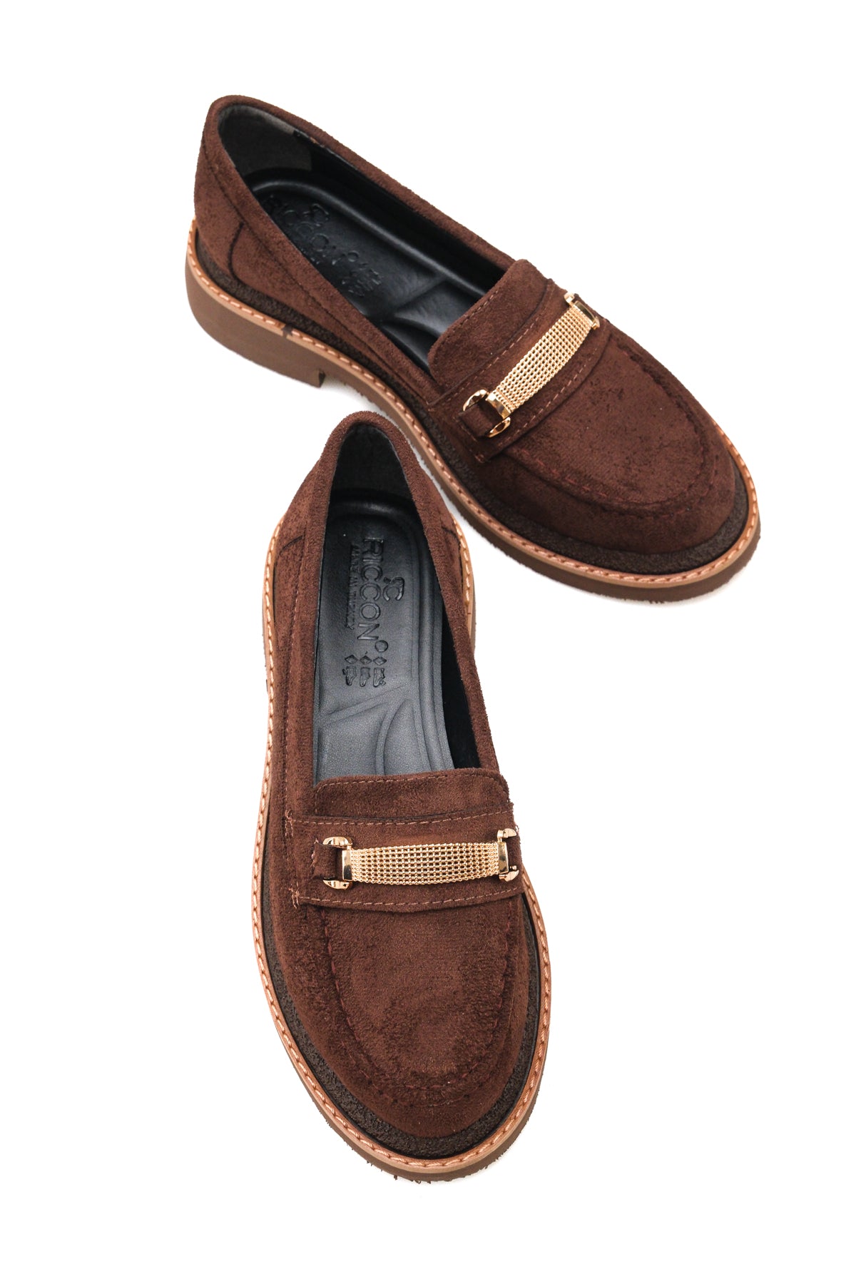 Riccon Selene Luce Kadın Loafer 00121501 Kahverengi Süet