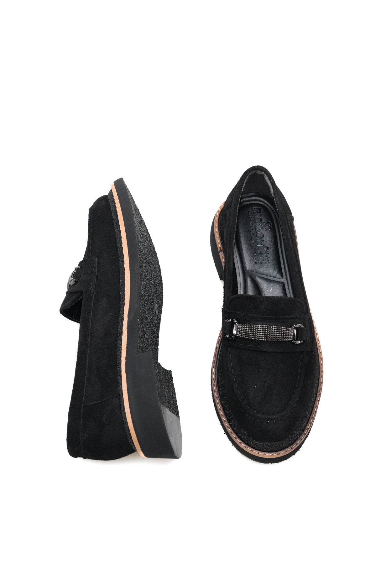 Riccon Selene Luce Kadın Loafer 00121501 Siyah Süet