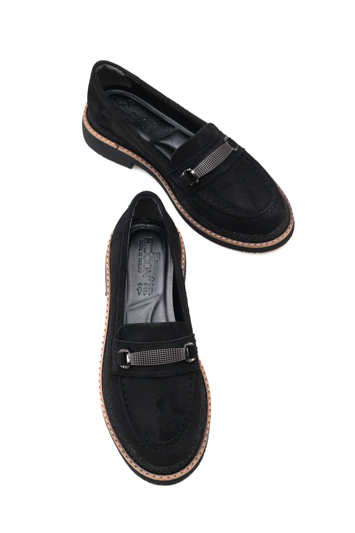 Riccon Selene Luce Kadın Loafer 00121501 Siyah Süet