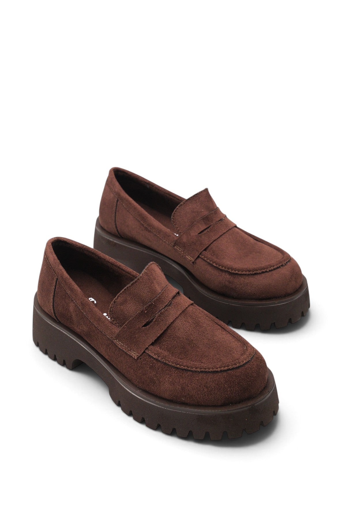 Riccon Selene Pia Kadın Loafer 0012301 Kahverengi Süet