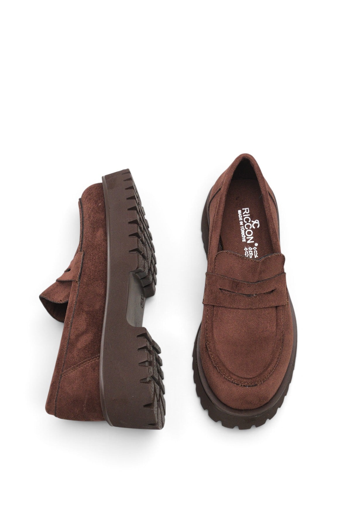 Riccon Selene Pia Kadın Loafer 0012301 Kahverengi Süet
