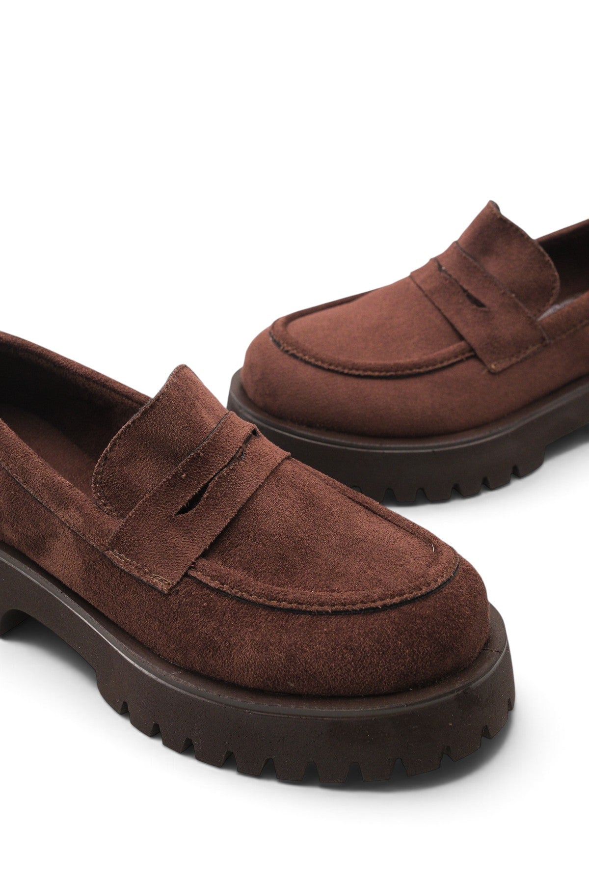 Riccon Selene Pia Kadın Loafer 0012301 Kahverengi Süet