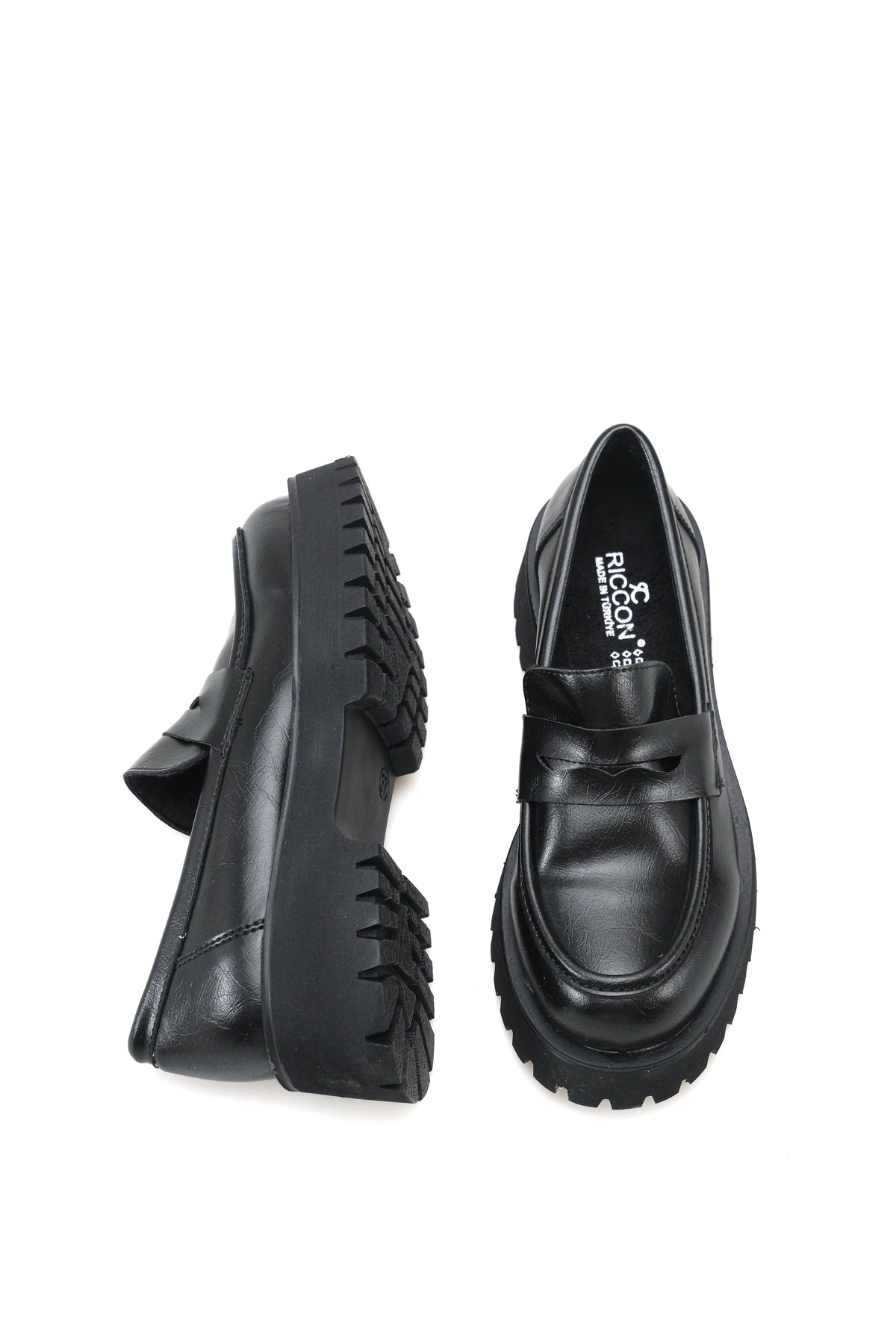 Riccon Selene Pia Kadın Loafer 0012301 Siyah Cilt