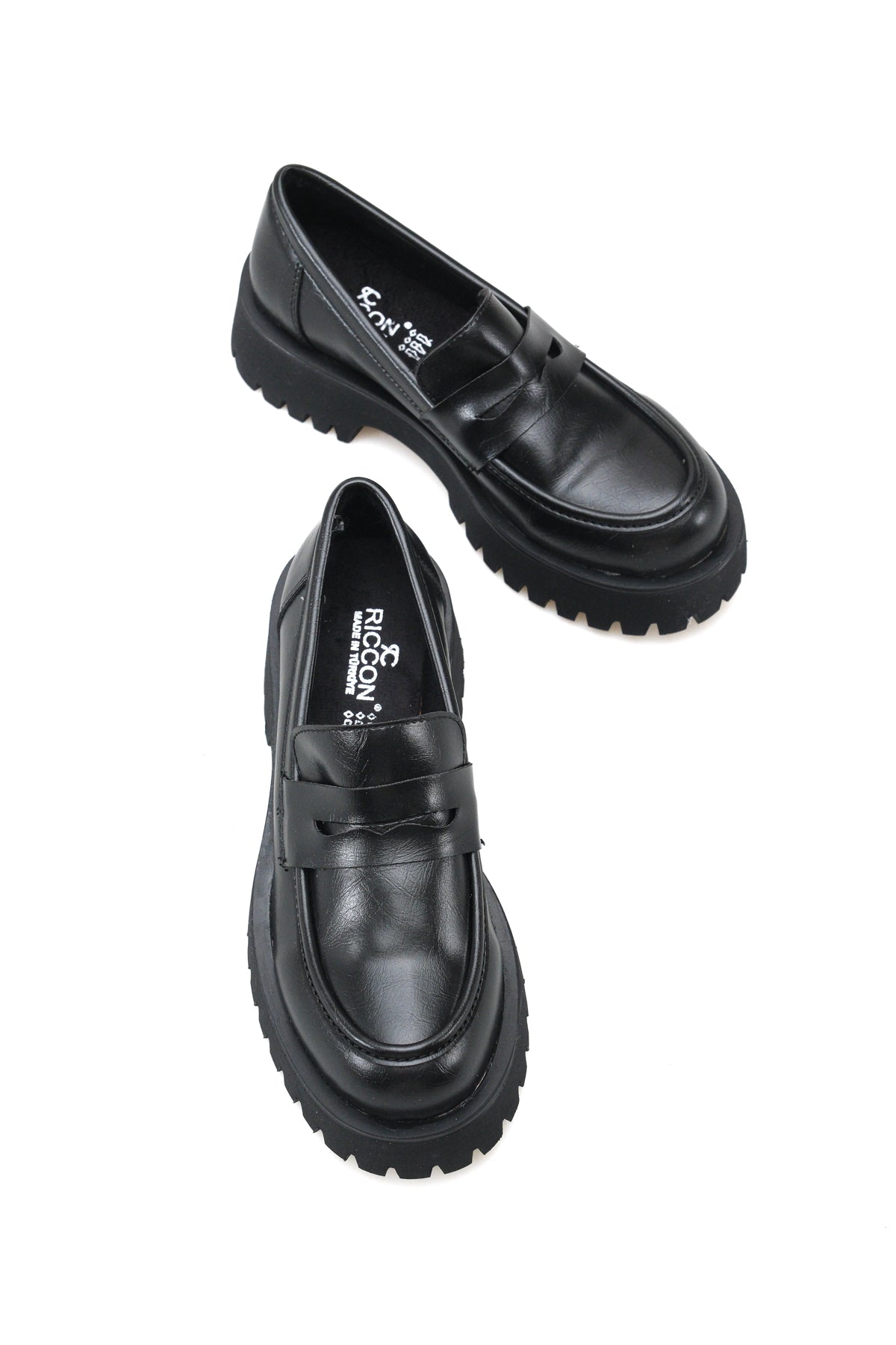 Riccon Selene Pia Kadın Loafer 0012301 Siyah Cilt