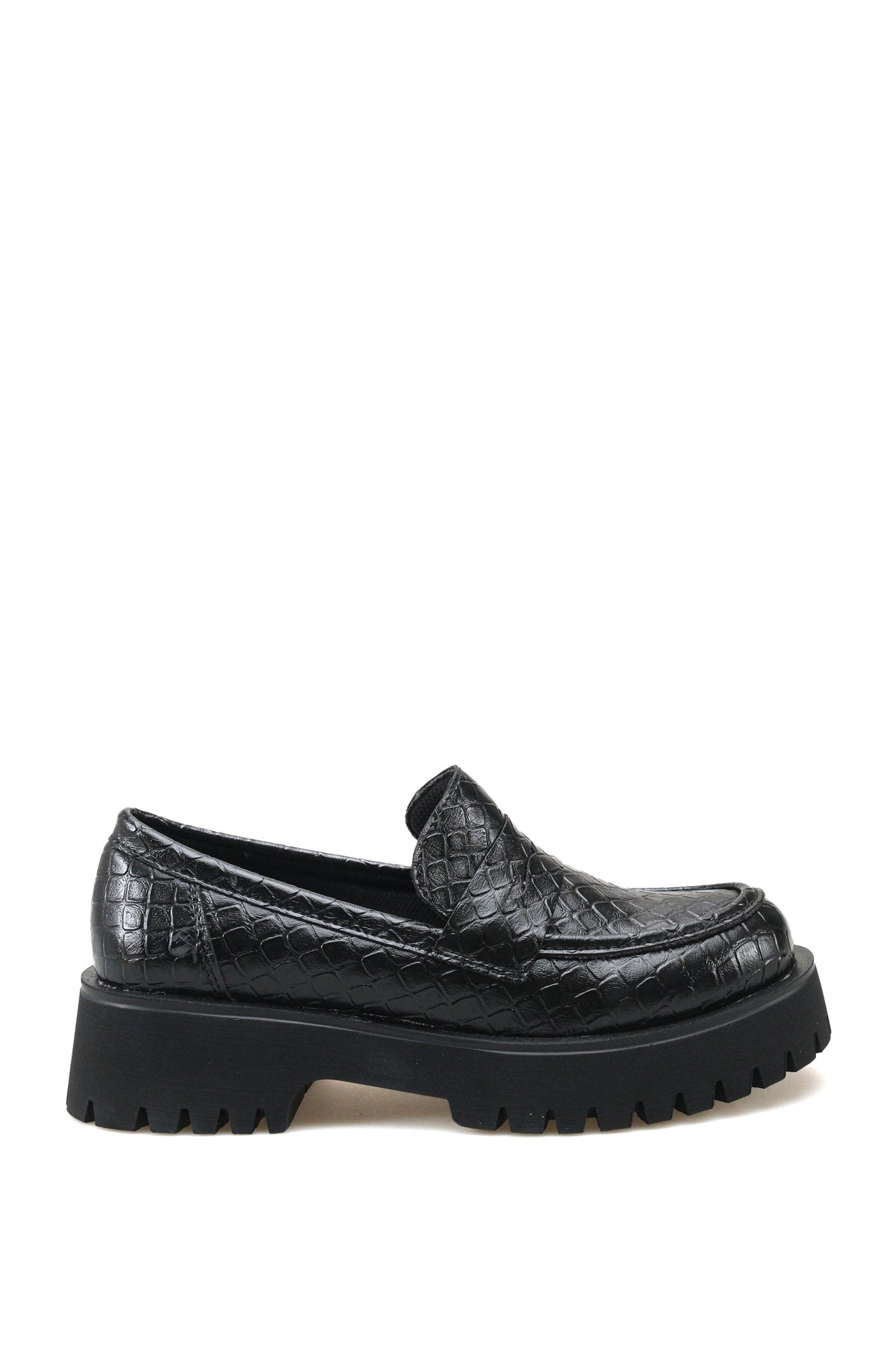 Riccon Selene Pia Kadın Loafer 0012301 Siyah Kroko