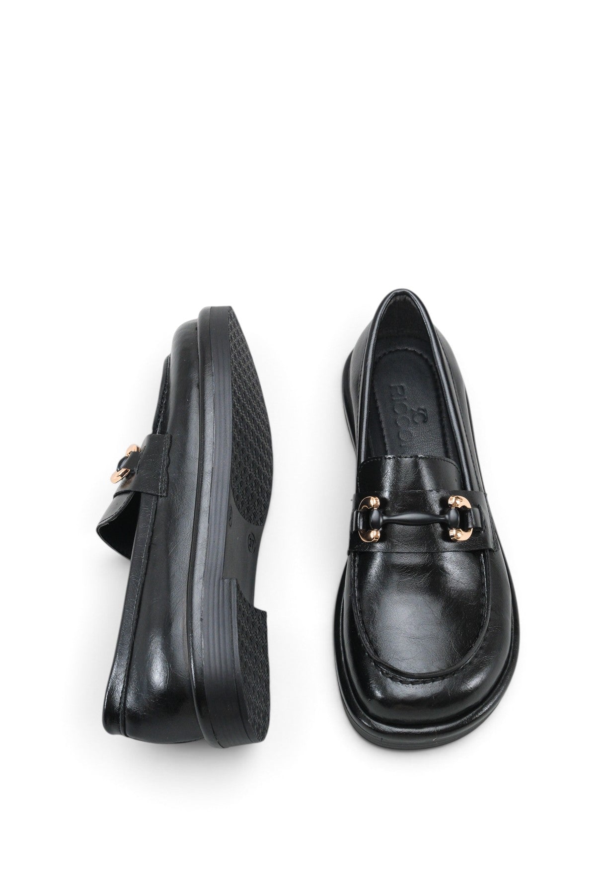 Riccon Stella Mia Kadın Loafer 0012932 Siyah Rustik