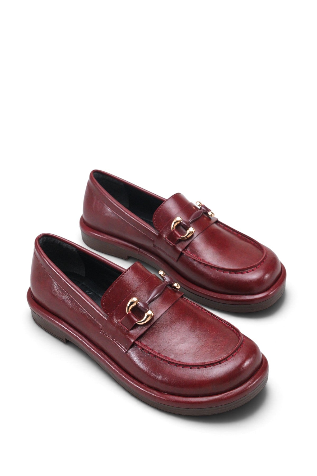 Riccon Stella Mia Kadın Loafer 0012932 Vişne Rustik