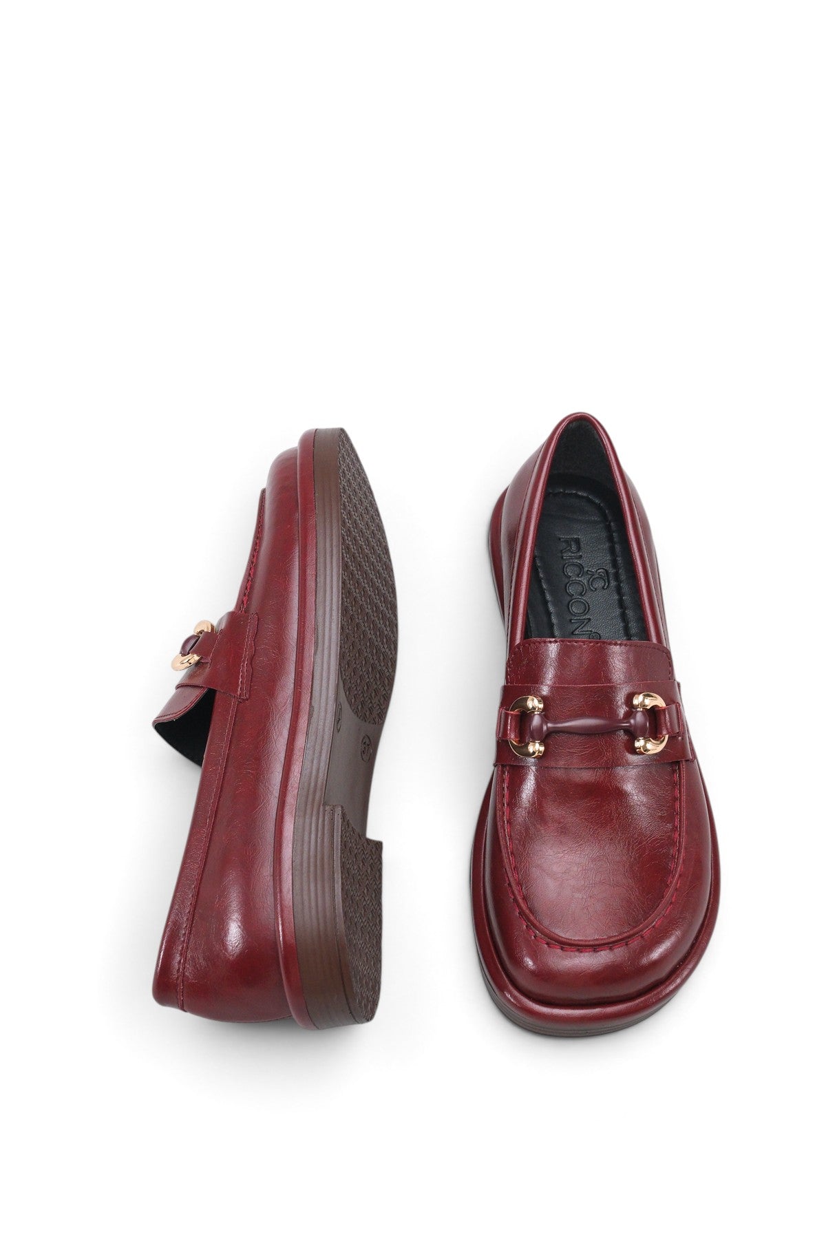 Riccon Stella Mia Kadın Loafer 0012932 Vişne Rustik