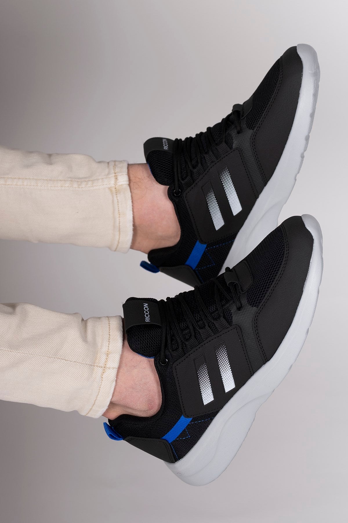 Riccon Süper Hafif Unisex Sneaker 00124112 Siyah Beyaz Saks - Riccon