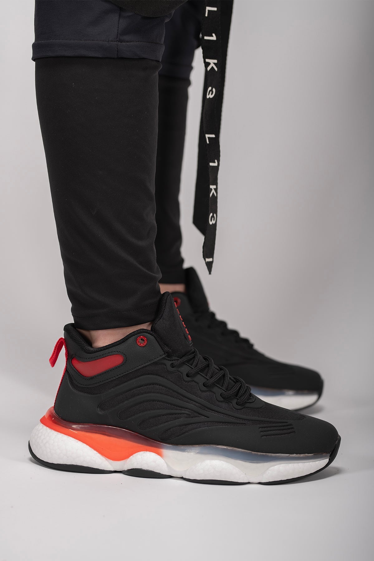Riccon Tharndaer Erkek Sneaker Bot 0012420 Siyah Kırmızı - Riccon