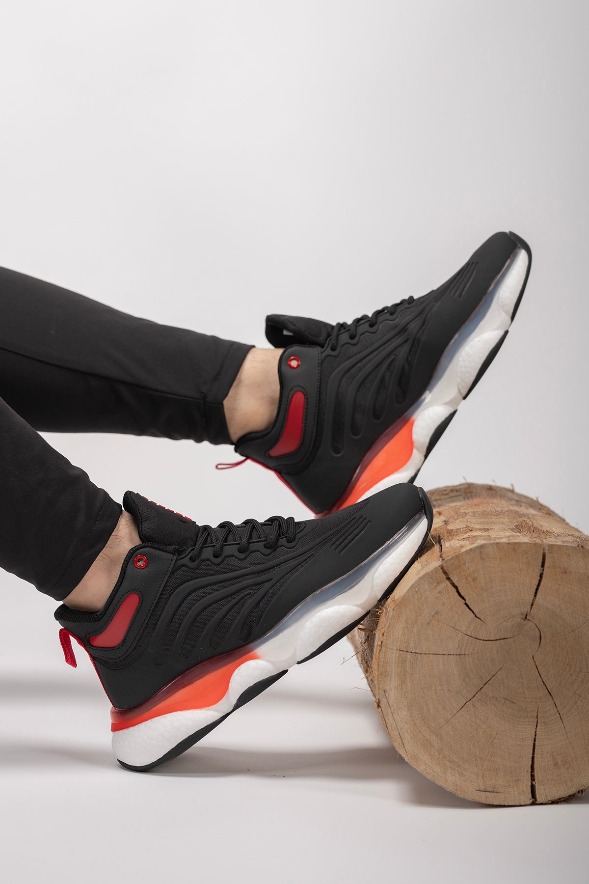 Riccon Tharndaer Erkek Sneaker Bot 0012420 Siyah Kırmızı - Riccon