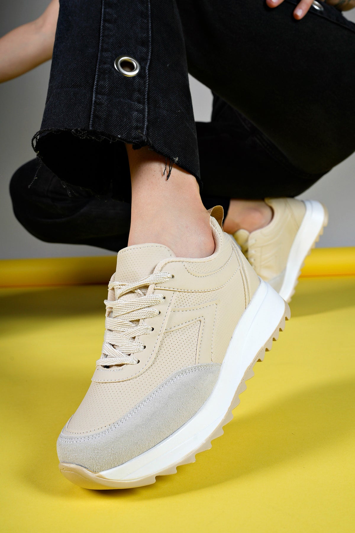 Riccon Thorvuss Kadın Sneaker 00121603 Bej - Riccon