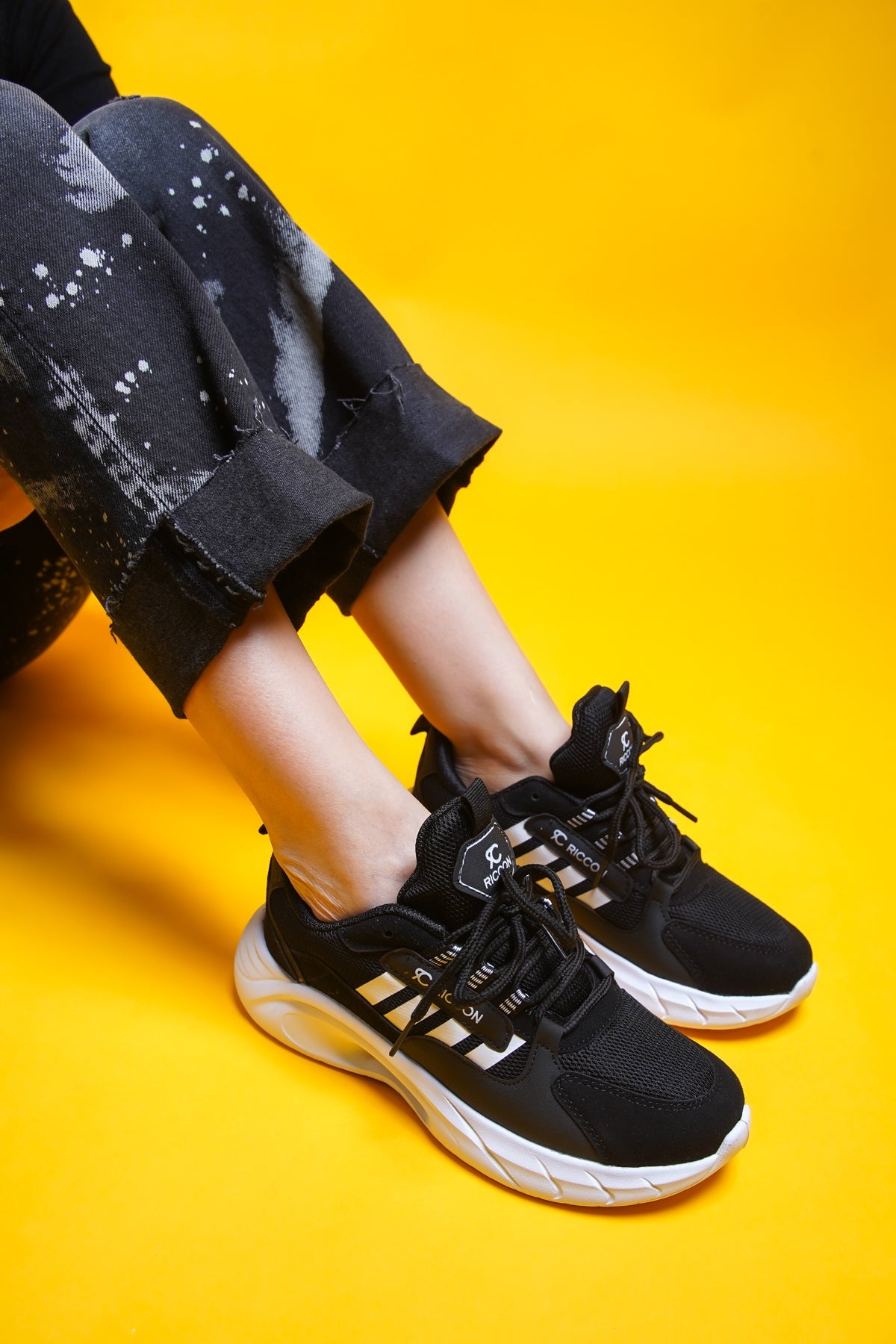 Riccon Torrine Unisex Sneaker 001293 Siyah Beyaz - Riccon