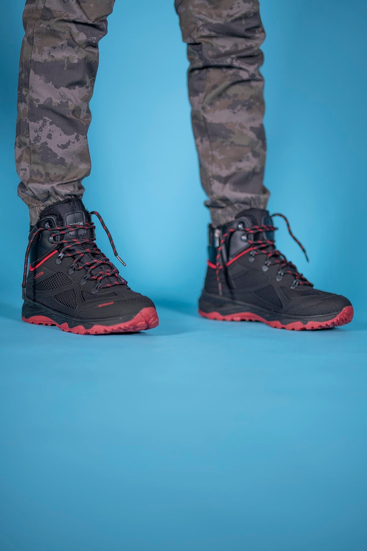 Riccon Unisex 3D Rubber Trekhakiking Bot 00128020 Siyah Kırmızı - Riccon