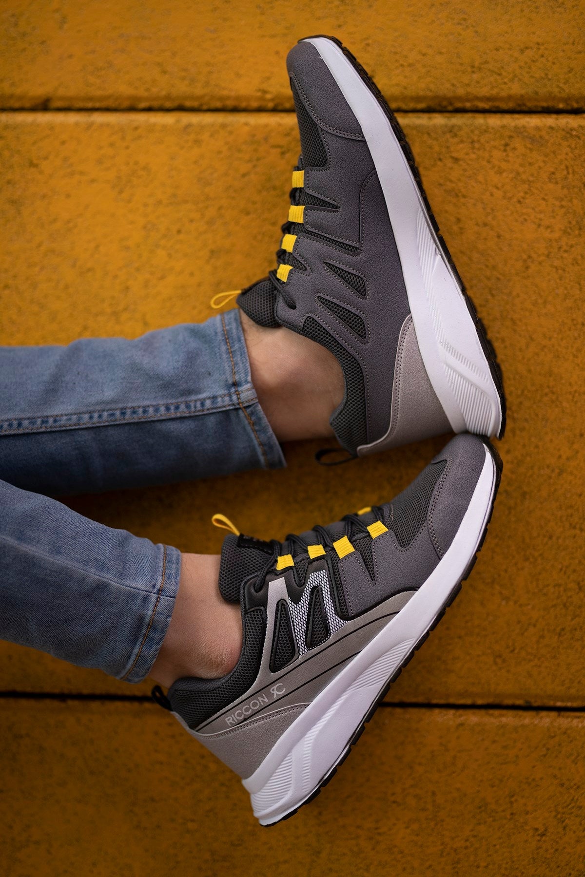 Riccon Unisex Sneaker 0012705 Füme Siyah Sarı - Riccon