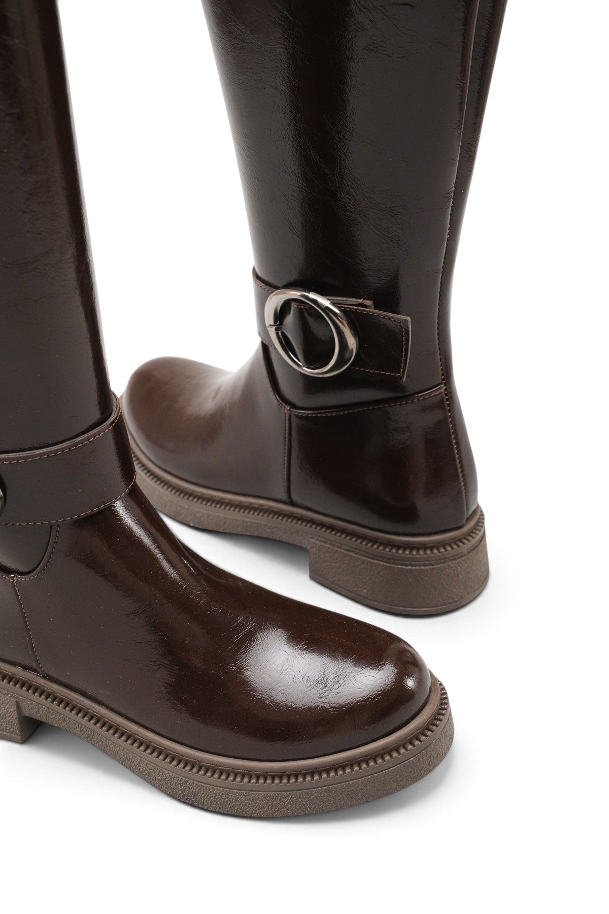 Riccon Vega Gala Kadın Çizme 0012366 Kahverengi Kırışık Rugan