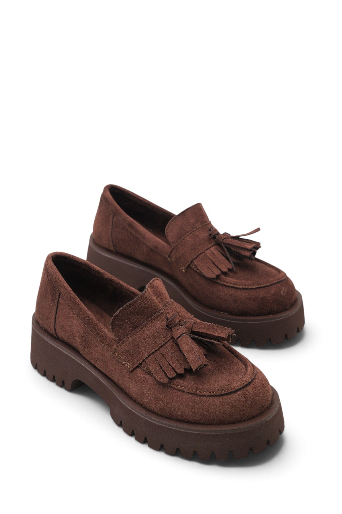 Riccon Vela Sola Kadın Loafer 0012302 Kahverengi Süet