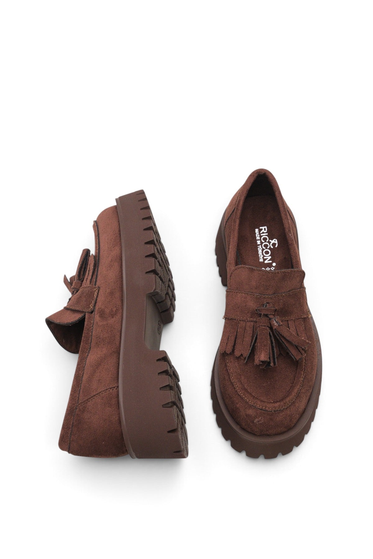 Riccon Vela Sola Kadın Loafer 0012302 Kahverengi Süet