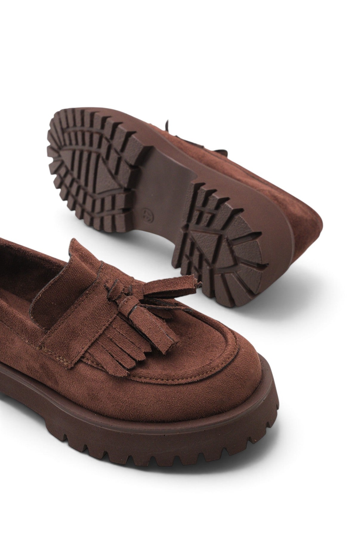 Riccon Vela Sola Kadın Loafer 0012302 Kahverengi Süet