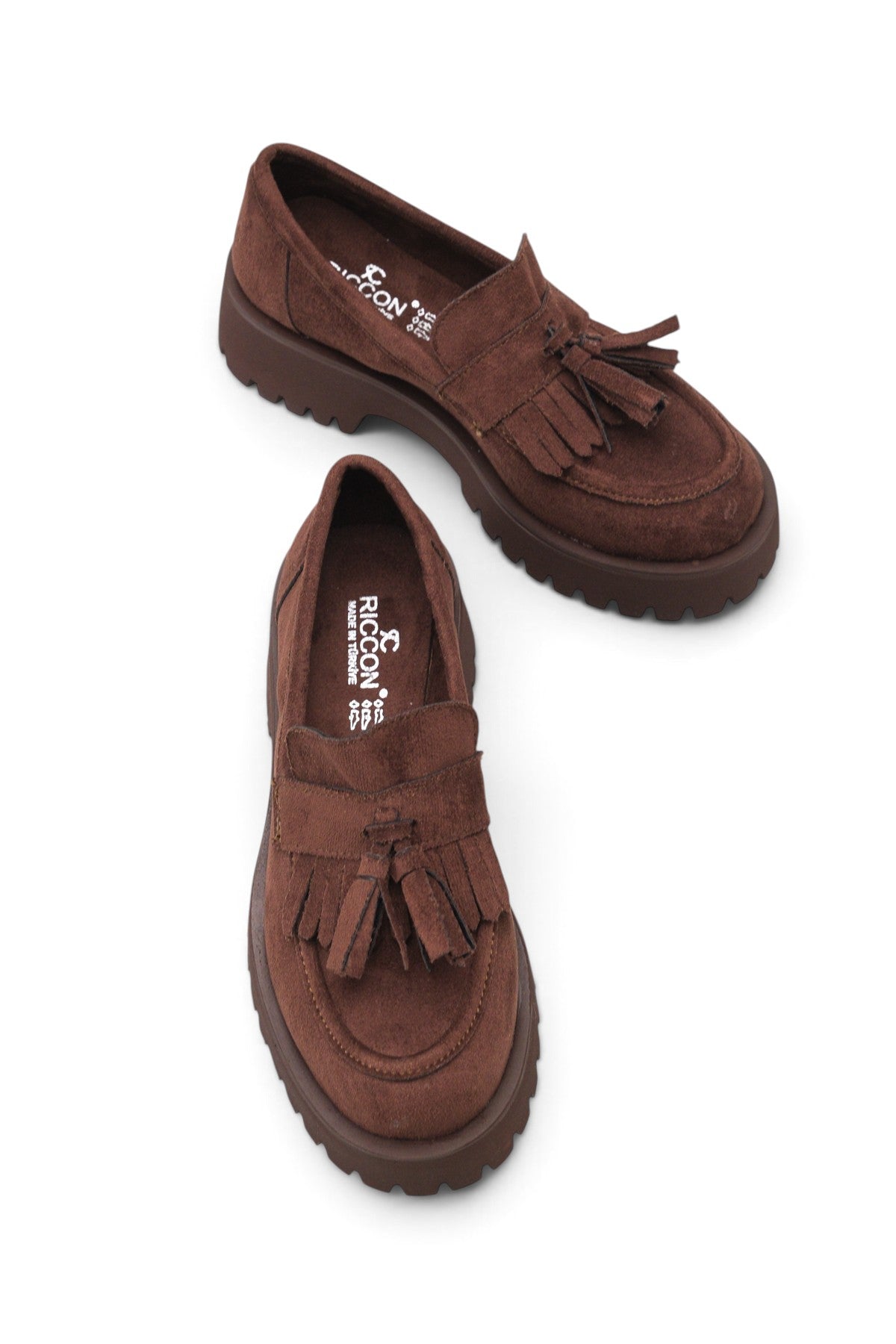 Riccon Vela Sola Kadın Loafer 0012302 Kahverengi Süet