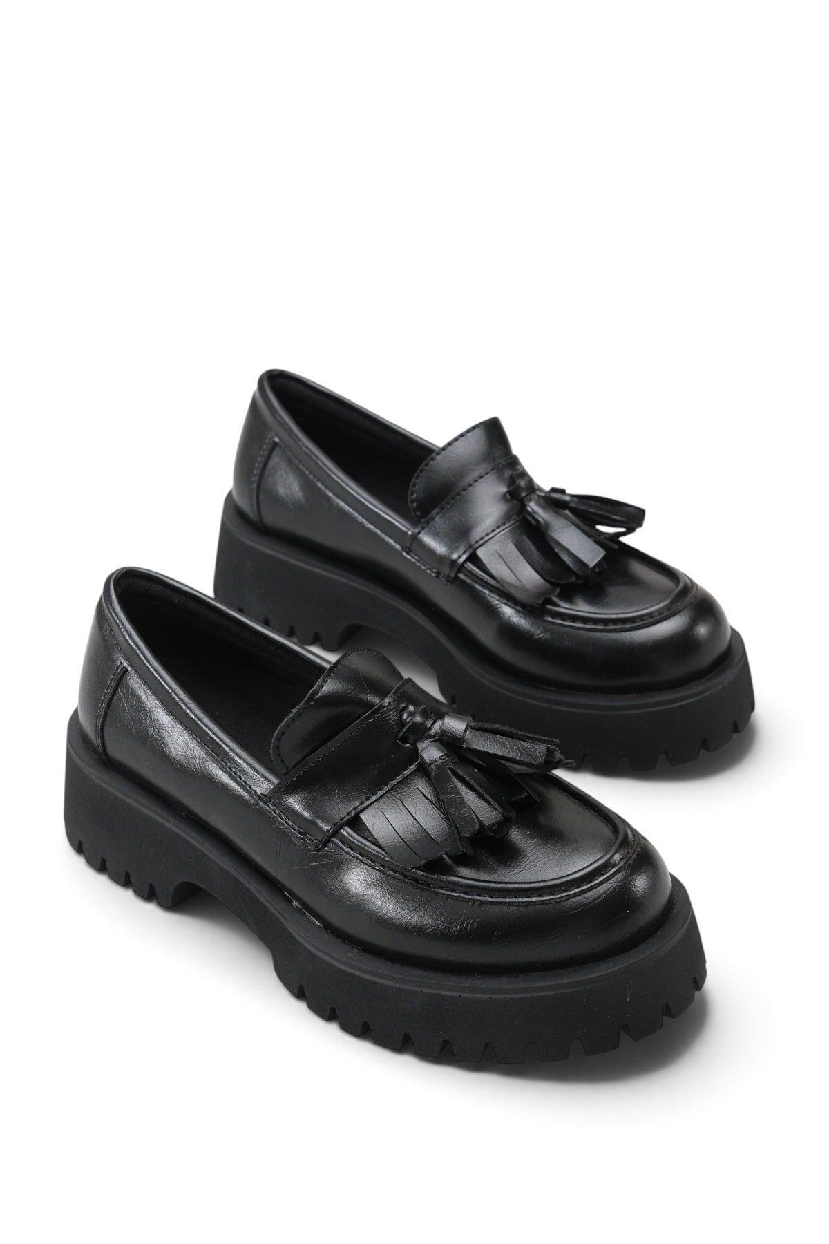 Riccon Vela Sola Kadın Loafer 0012302 Siyah Cilt