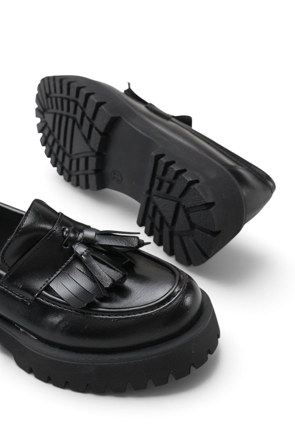 Riccon Vela Sola Kadın Loafer 0012302 Siyah Cilt