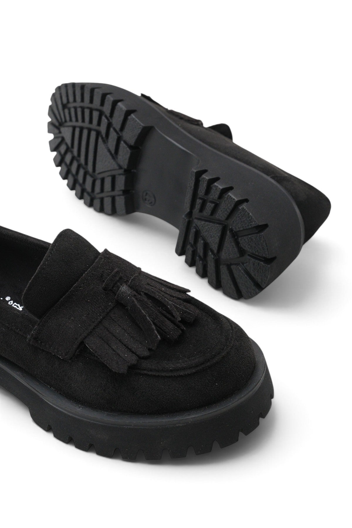 Riccon Vela Sola Kadın Loafer 0012302 Siyah Süet