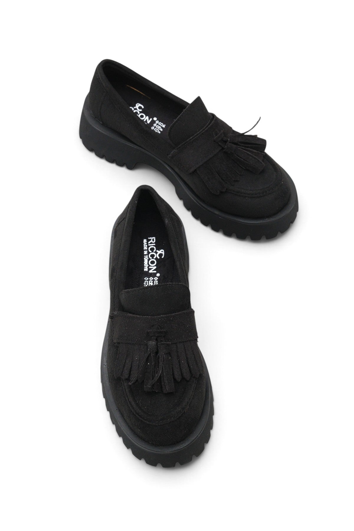 Riccon Vela Sola Kadın Loafer 0012302 Siyah Süet