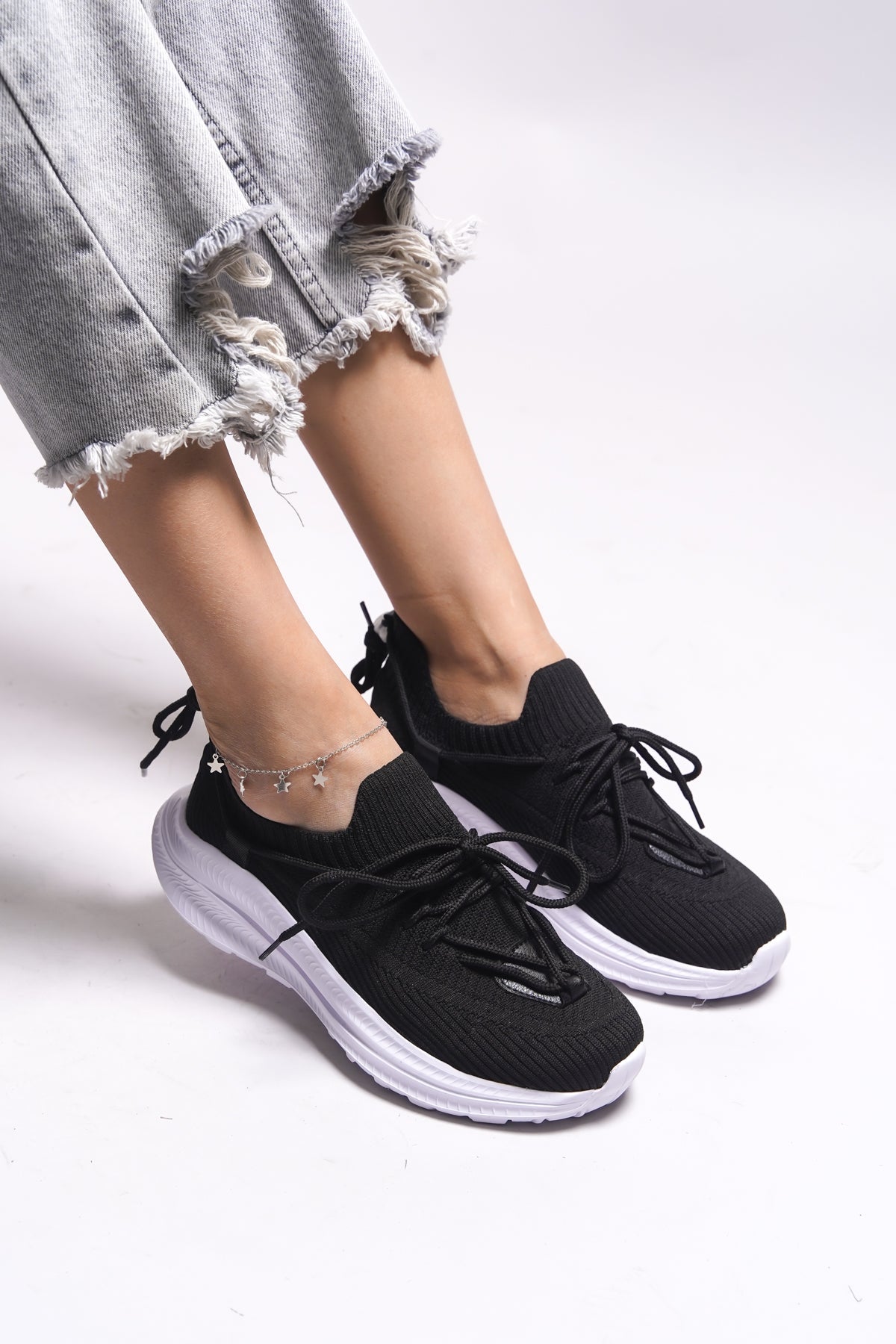 Riccon Wafserin Kadın Sneaker 00125191 Siyah Beyaz - Riccon