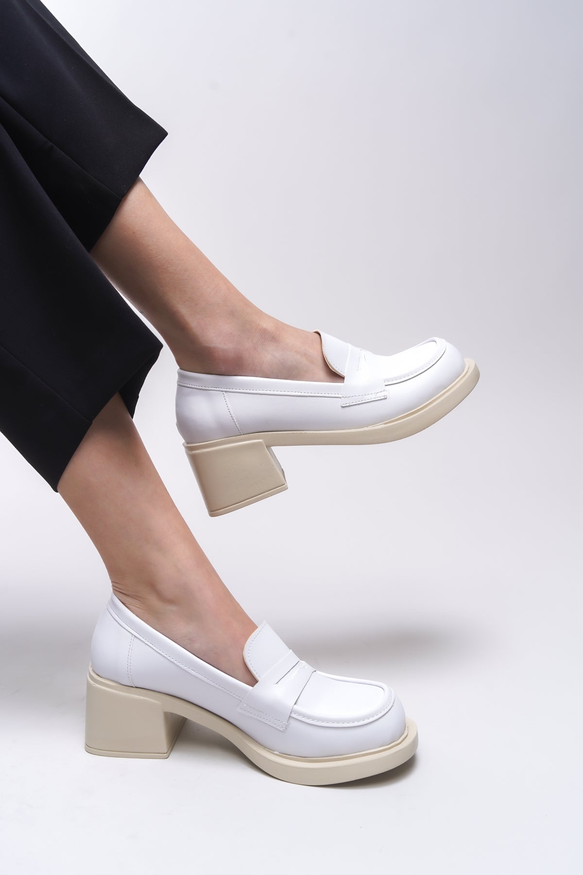 Riccon Yllthyl Kadın Loafer 0012500 Beyaz Cilt - Riccon