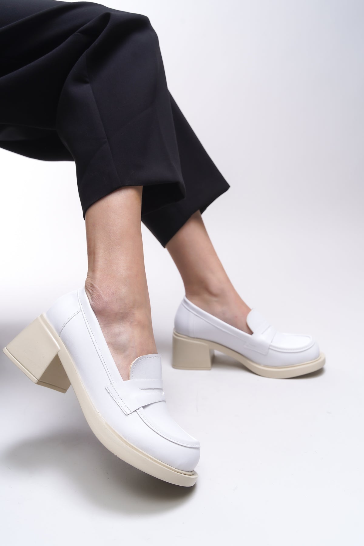 Riccon Yllthyl Kadın Loafer 0012500 Beyaz Cilt - Riccon