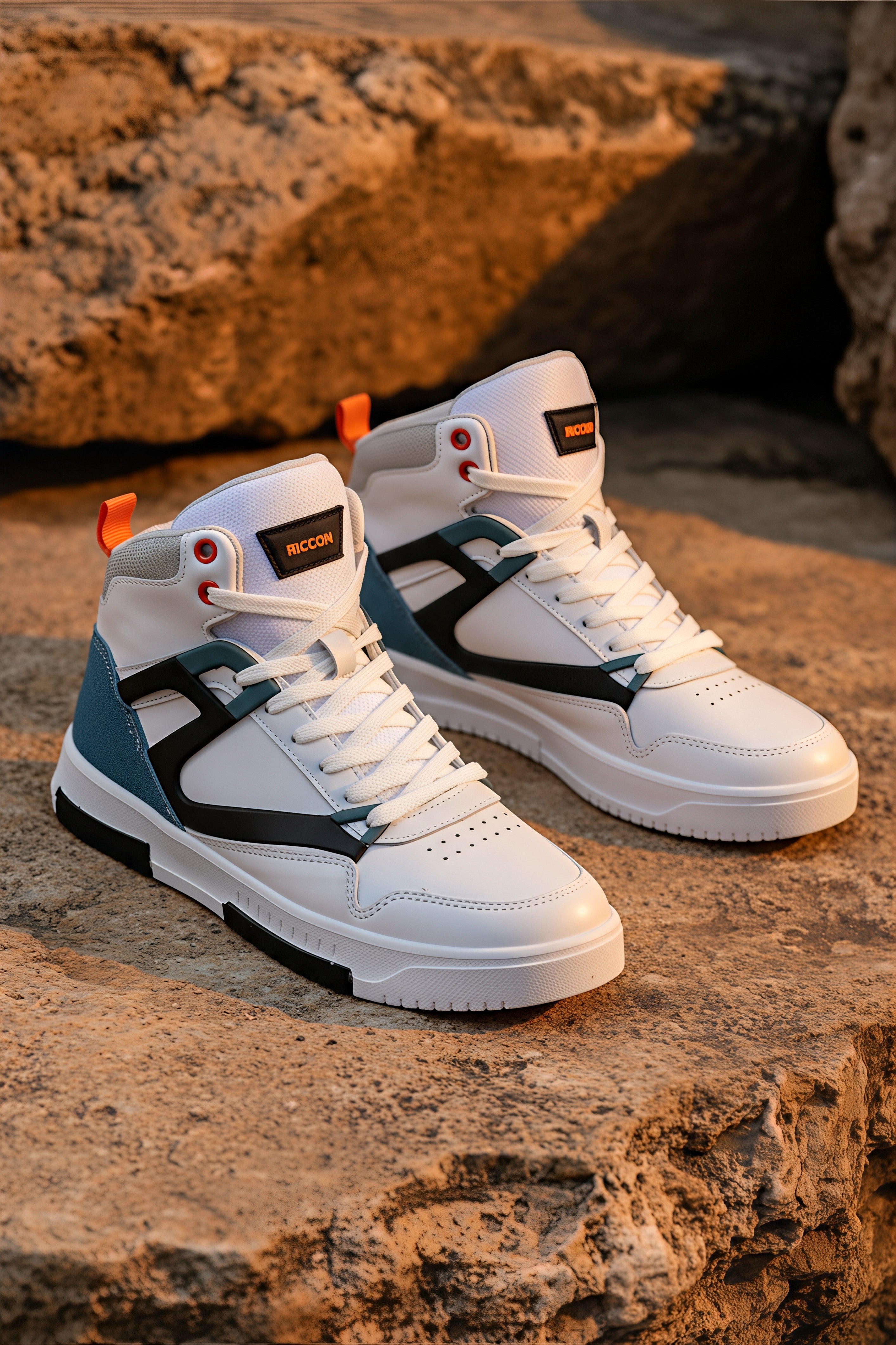 Riccon Erkek Comfort Sneaker Bot 001263 Beyaz Petrol